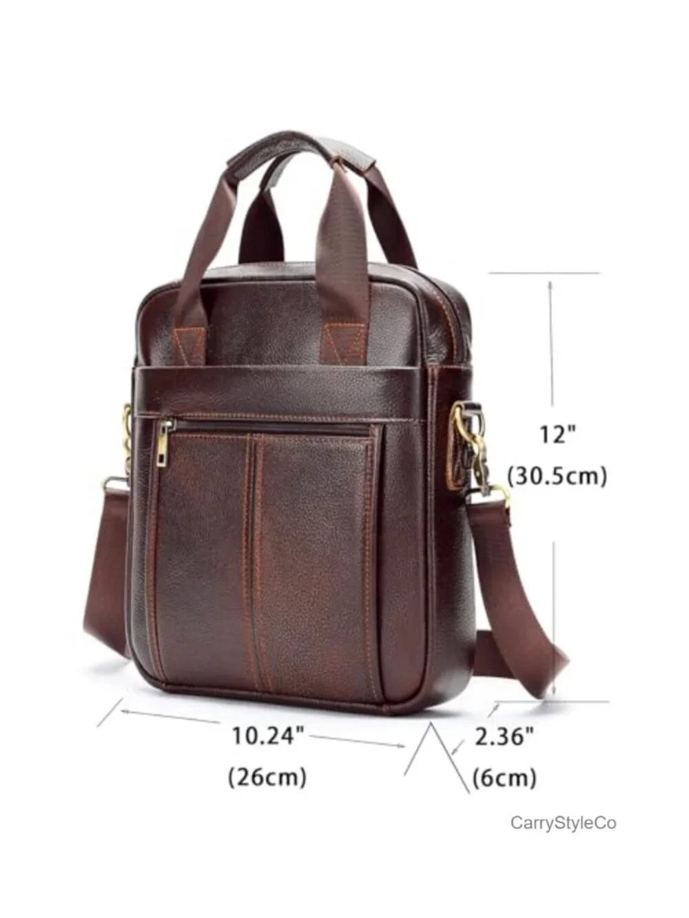 Genuine Leather Messenger Bag for Men Adjustable Crossbody Sling Shoulder
